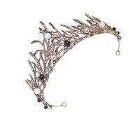 Angoily Diadème de Mariée Baroque en Perles Noires Serrage-Tête Couronne Luxueuse pour Mariage Anniversaire et Cérémonie Bijou Léger et Résistant Taille Unique Adaptable