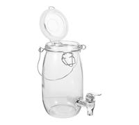 Angoily Distributeur De Boisson En Verre 1L Avec Robinet Étanche Pour Jus De Fruits Cocktail Fête Cuisine Maison 11X11X7.7 Pouces
