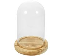 Angoily Dôme en Verre Transparent avec Socle en Bois Antidérapant pour Ornements Floraux, Protection la Poussière, Décoration Intérieure Maison