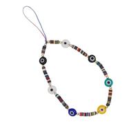 Angoily Dragonne pour Téléphone Portable en Pâte Polymère Style Bohème, Pendentif Œil du Diable Couleur Aléatoire, Corde Courte Créative pour Suspendre Téléphone, Couleur Aléatoire