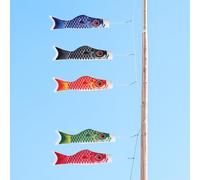 Angoily Drapeau Carpe Japonais Koinobori Traditionnel En Satin 37X10 Cm Décoration Extérieure Jardin Suspendue Pour Fêtes Et Maison