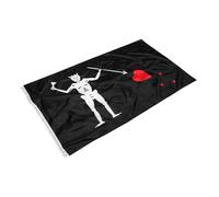 Angoily Drapeau Pirate Squelette Blanc Bannière Cœur Noir et Rouge avec Flèche Décor Halloween Suspendu