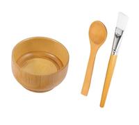Angoily Ensemble 3 Pièces Mélangeur en Naturel Mini 10 Cm pour Masque Facial Pinceau et Outil de Beauté Réutilisable Soins Visage Maison
