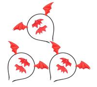Angoily Ensemble De 3 Serrage-tête Chauve-souris Rouge en Tissu Léger pour Halloween, Confortable et Rapide à Transformer, pour Fêtes Cosplay et Événements Costumés