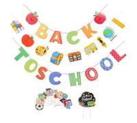 Angoily Ensemble de Décorations Rentrée Scolaire 4 Pièces, Bannières Suspendues pour Salle de ouleurs Éclatantes, Légères et Faciles à Ranger, Décoration pour Premier Jour