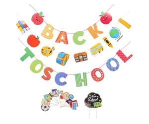 Angoily Ensemble de Décorations Rentrée Scolaire 4 Pièces, Bannières Suspendues pour Salle de ouleurs Éclatantes, Légères et Faciles à Ranger, Décoration pour Premier Jour