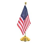 Angoily Ensemble de Drapeaux de Table Américains Miniatures avec Mât Doré et Socle Stable Drapeaux Internationaux pour Bureau, Décorations pour Fête des Présidents, Bannière de Table