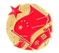 Angoily Épingle à Revers Ronde en Métal Drapeau National Rouge, Insigne Vintage à Étoile, Accessoire Mode pour Événements Patriotiques et Cérémonies Officielles