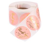 Angoily Étiquettes Autocollantes de Remerciement 500 Pcs 15 Pouces Rondes Papier Brillant Rose Doré pour Emballage Présents Mariage Décoration Professionnelle