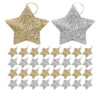 Angoily Étoiles de Noël à Paillettes Dorées et Argentées 60 Pièces Petites Décorations Suspendues D’Étoile à Cinq Branches pour Sapin de Noël et Décoration Intérieure Festive