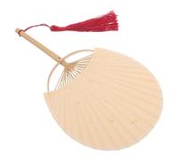 Angoily Éventail Mini Artisanal Portable avec Pompon Éventail Rond à Main Style Chinois Ancien pour Diy Peinture Calligraphie et Décorations de Fête