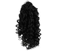 Angoily Extension de Queue de Cheval Bou Noire 35 Cm avec Filet Élastique Réglable, Postiche Cheveux Bouclés Africains pour Femmes, Extension Cheveux Naturelle et Confortable