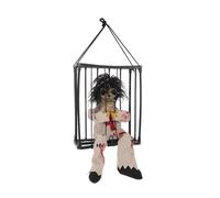 Angoily Fantôme Suspendu Halloween Lumineux LED Décoration Effrayante Cage Squelette Figurine Sonore et Lumineuse Accessoire Intérieur Extérieur pour Fête et Jardin Ornement Suspendu