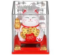Angoily Figurine Chat Solaire Blanc 226 Agitant la Patte Décoration Intérieure et Bureau Statuette Petit Chat Asiatique Amulette Ornement Feng Shui pour Richesse et Énergie Positive