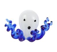 Angoily Figurine de Pieuvre en Verre Bleu Océan Mini Sculpture Décorative Marine Ornement de Bureau Artistique Statuette D’Animal Marin en Verre Soufflé Décoration Océanique Élégante