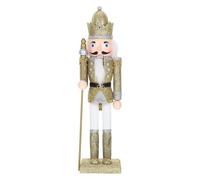 Angoily Figurine de Soldat Casse-Noisette Roi en Bois Doré Décoration de Bureau Table Festive Ornement Casse-Noix de Fête en Bois Décorations de Soldats Casse-Noisettes Élégantes