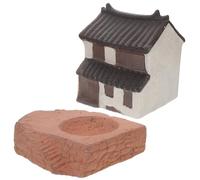 Angoily Figurine Miniature de Maison Chinoise Vintage en Résine Décor Micro-Paysage Pierre Absorbante Ornement pour Aquarium et Bonsaï Décoration Bureau et Jardin Intérieur