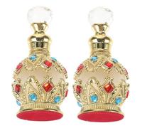 Angoily Flacon de Parfum Rechargeable Verre 15 ML Doré Vintage pour Huiles Essentielles Compact Voyage 2 Pièces Stockage Parfum Portable Présent Décoratif