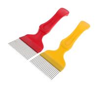 Angoily Fourchette à Désoperculer Miel 21 Aiguilles en Acier Inoxydable avec Manche Plastique, Lot 2 Pièces Rouge et Jaune, Outil Manuel pour Récolte Apicole et Grattage Opercules,