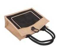 Angoily Fourre-Tout en Toile de Jute Noir Imperméable Grand Cabas à Main Rustique avec Bouton et Fermeture Auto-agrippante Paquet de Courses Réutilisable Léger pour Transport Extérieur
