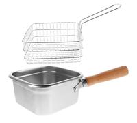 Angoily Friteuse Multifonctionnelle Portable en Acier Inoxydable avec Panier Carré Mini Friteuse de Table Compacte pour Camping la Cuisine Familiale et Friture de Poisson