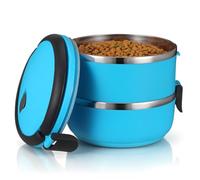 Angoily Gamelle de Voyage avec Double Couche Étanche en Acier Inoxydable pour Chien et Chat 1400ml et Poignée Invisible, pour Alimentation en Plein Air
