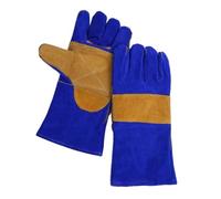 Angoily Gants de Soudage Cuir Résistants Chaleur avec Manches Longues Isolants et Antidérapants Protection pour Cuisine Four et Manutention Lot de Bleu et Jaune