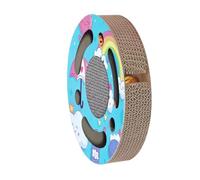 Angoily Griffoir pour Chats d'Intérieur en Carton Ondulé Rond Motif Mignon Accessoire d'Auto-Distraction pour Chat Planche à Griffer Stable et Portable pour Canapé et Balcon