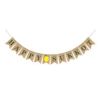 Angoily Guirlande de Fanions en Lin Vintage « Joyeuses Souccot » 1 Paire, Bannière Décorative Légère et Réutilisable pour Fête Souccot, Décoration Intérieure et Extérieure, Fête Juive