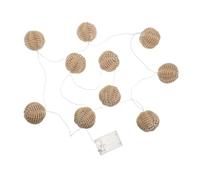Angoily Guirlande Lumineuse LED à Boules Imitation Rotin 10 Lampes 6,8 Cm, Alimentation par 3 Piles Aa, Décorations D’intérieur et Extérieur pour Terrasse, Patio et Jardin