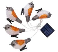 Angoily Guirlande Lumineuse Solaire LED Rouge-Gorge 5 Oiseaux Blanc et Jaune Clip Lampe Décorative Étanche pour Jardin Patio Balcon et Fête Extérieure