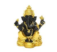 Angoily Hindou Figurine Or Noir Seigneur Éléphant Figurine Table Bouddhiste Ganesh Ganpati Collection Art Figure Home Office Tableau Dispay Éléphant Statue