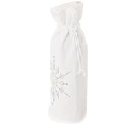 Angoily Housse pour Bouteille de Vin de Noël Blanche Étui Décoratif pour Bouteille de Vin et Mousseux Manchon avec Perles Flocons