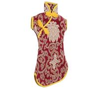 Angoily Housse pour Bouteille de Vin en Satin Rouge Style Qipao Chinois Pochette Décorative Brodée en Soie Emballage Élégant pour Présent D’Anniversaire et Fête Décoration