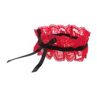 Angoily Jarretière de Cuisse en Dentelle Rouge et Noir pour Femmes, Anneau de Jambe Confortable et Ajustable, Matériau Élastique Doux, Style Romantique, Usage pour Mariage ou Toute