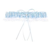 Angoily Jarretière de Mariée Ornement de Jambe Confortable Nœud Ruban Bleue en Dentelle lors D'occasions et Fiançailles pour Tenue Élégante