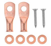 Angoily Kit de 2 Cosses à Sertir en Cuivre 100% Pur, Extrémités Annulaires Compatibles Câbles de Batterie Automobile, Connecteurs D’Alimentation Stables pour Système Audio de Voiture