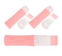 Angoily Kit de 3 Flacons Rechargeables en Silicone Rose pour Shampoing et Soins Cheveux, Légers et Pratiques, Capacité 38ml 60ml 80ml, pour Voyage