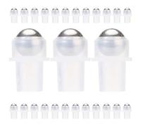 Angoily Kit de 30 Flacons Roll-on Rechargeables Plastique Transparent avec Bille en Acier Inoxydable 16 Dents pour Parfums et Huiles Essentielles, pour Voyage et Maison