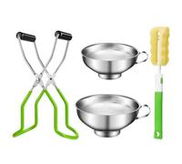 Angoily Kit de Mise en Conserve 4 Pièces Antidérapant Pince Lève-Bocal Isolante Brosse de Nettoyage et Entonnoir Accessoire Sûr Conservation Domestique des Bocaux Protection la Chaleur