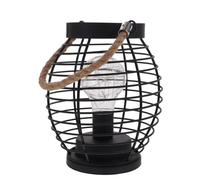 Angoily Lampe de Chevet Lanterne en Fer Vintage Led, Lampe de Table Cage Industrielle, Batterie Intégrée, Décor Rustique pour Jardin Terrasse Maison, Éclairage Portable Polyvalent