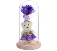 Angoily Lampe LED Décorative en Verre avec Rose 24K Or Veilleuse USB à Lumière Colorée Abat-Jour Transparent pour Décoration Intérieure et Présent Saint Valentin