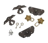 Angoily Loquet de Boîte en Alliage Vintage 2 Pièces avec Cadenas Étoile, Loquet Métallique Décoratif pour Boîte à Bijoux, Coffret en Bois, Meuble, Quincaillerie Sécurisée et Compacte