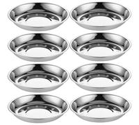 Angoily Lot 8 Assiettes Plates Rondes Acier Inoxydable pour Barbecue et Service Table Pratiques et Légères Diamètre 15 CM