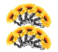 Angoily Lot de 10 Élastiques à Cheveux Fleuris Tournesol Jaunes en Tissu Synthétique Accessoires Légers et Colorés pour Queue de Cheval Coiffure Vacances Été pour Femmes et Filles
