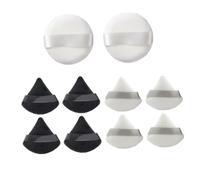 Angoily Lot de 10 Houppettes de Maquillage en Coton 2 Rondes Blanches 60X12Mm 4 Petites Triangulaires Blanches et 4 Noires Accessoires pour Application de Poudre et Fond de Teint pour
