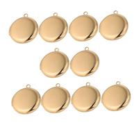 Angoily Lot de 10 Pendentifs Médaillon Ronds en Acier Inoxydable Poli Miroir 18K Or Jaune Cadres Photo Collier pour Femme Accessoires Bijoux Personnalisés pour DIY Colliers Clavicule
