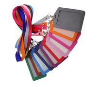 Angoily Lot de 10 Pochettes de Protection pour Cartes D'identité avec Cordons Porte-badges en Pu et Métal, Détendeurs de Cartes Transparents Faciles à Porter pour Bureau