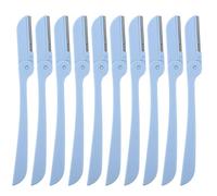 Angoily Lot de 10 Rasoirs à Sourcils Portables en Acier Inoxydable Pliables Tondeuses Visage et Sourcils pour Femme Outils de Maquillage Précis pour Épilation Douce Couleur Bleue