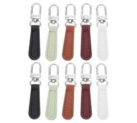 Angoily Lot de 10 tirettes de fermeture éclair de rechange : tirettes amovibles, poignées de fermeture éclair en cuir synthétique pour bagages, kit de réparation pour vestes, sacs à dos, sacs à